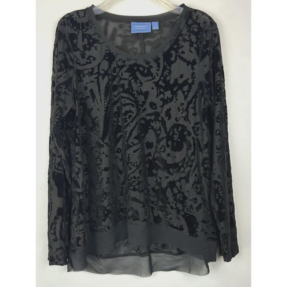 Velvet Burnout Top Womens Large Long Sleeve Whimsigoth Goth Witchy Sheer